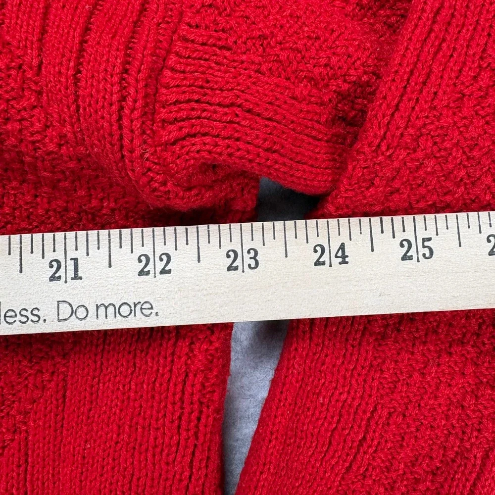 Vintage Crewneck Sweater Mens XL Red Textured Knit Long Sleeve Holiday Grandma